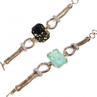 'Eryx' Turquoise Stone Gold Foils Statement Bracelet